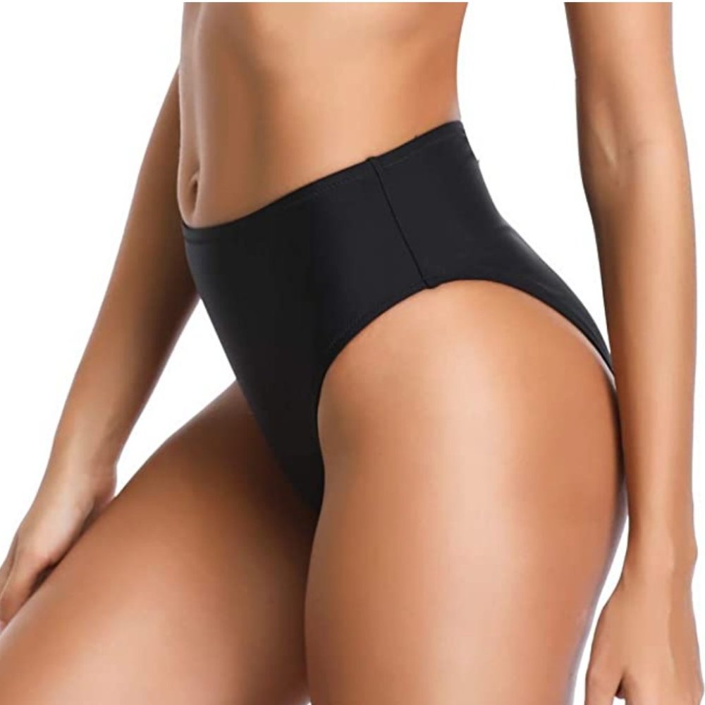 Relleciga High Cut High Waisted Black Bikini Swim Bottom Cheeky Large - Picture 10 of 10